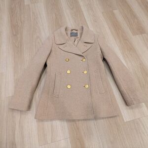 J Crew Wool Blend Tan Peacoat Size 4